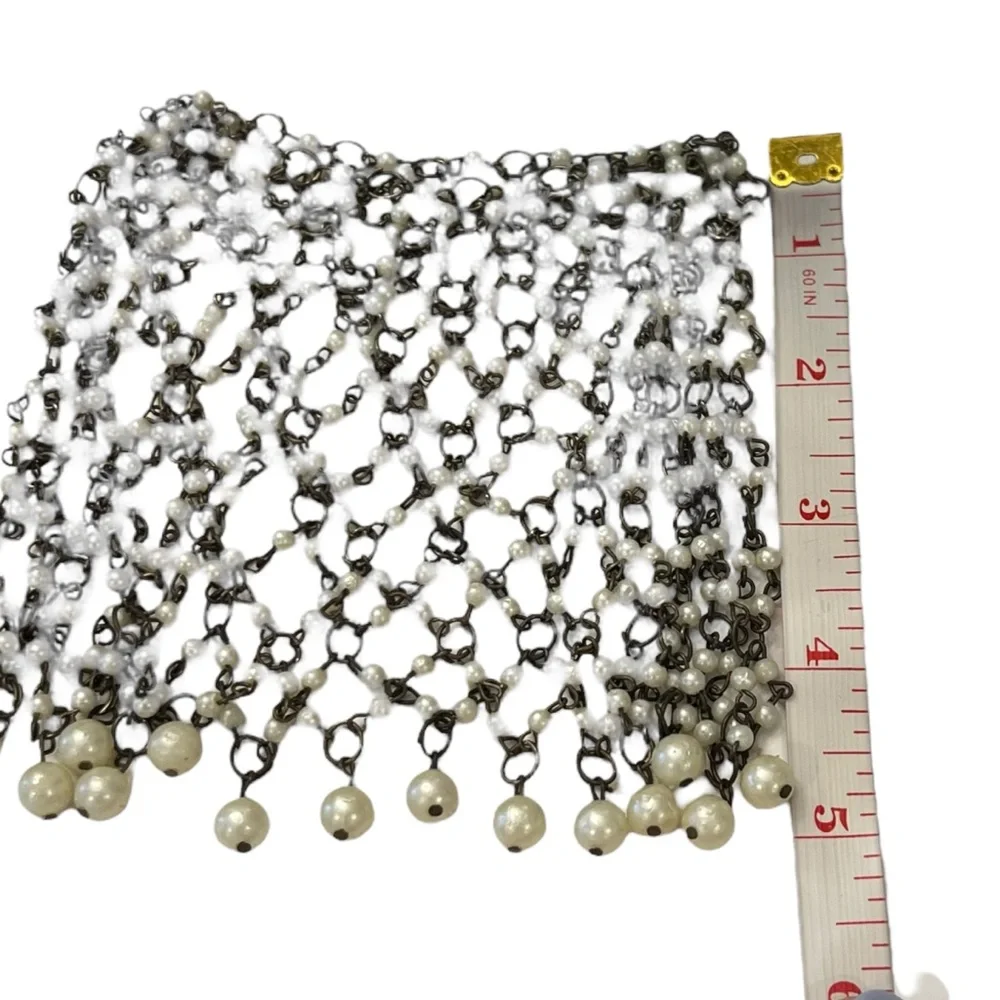 Vintage Clear Silver Chain & Beads Jacket For Candle Pillar Or‎ Bottle 4” X 5”